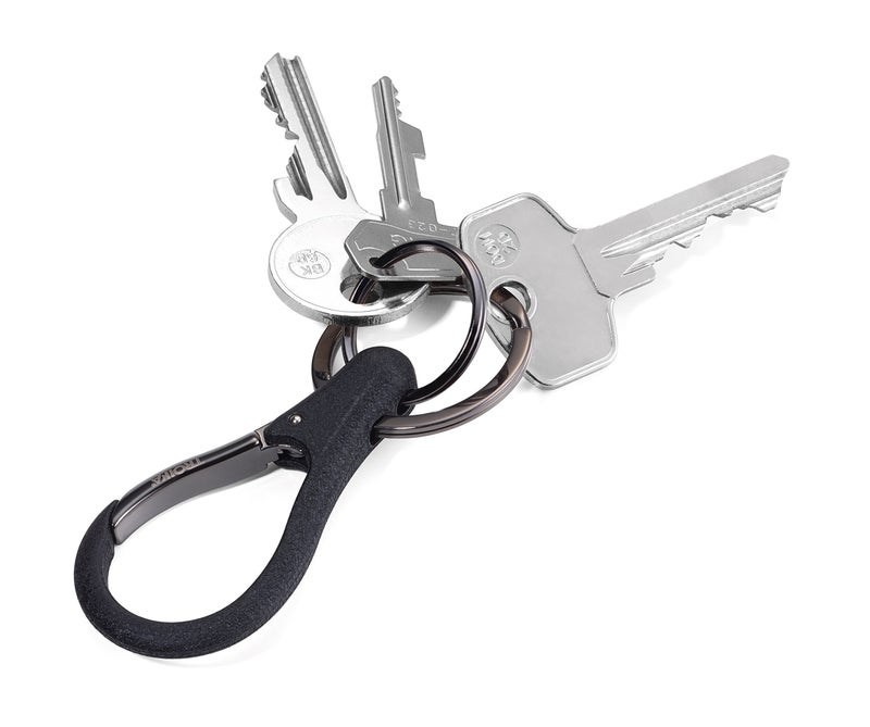 Troika KR17-09/GM Key Organiser with 2 Rings Carabiner Lacquered Key Organiser Glossy Black/Gunmetal Grey, Black, 8cm, Keyring - Image 2